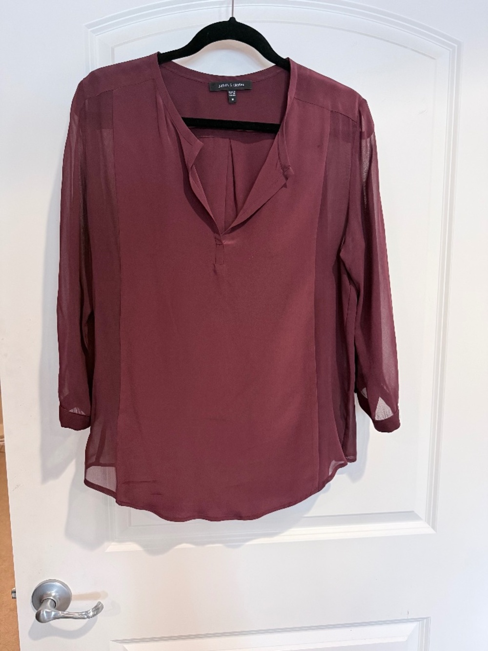 Judith and Charles - size 10 - 100% silk burgundy blouse